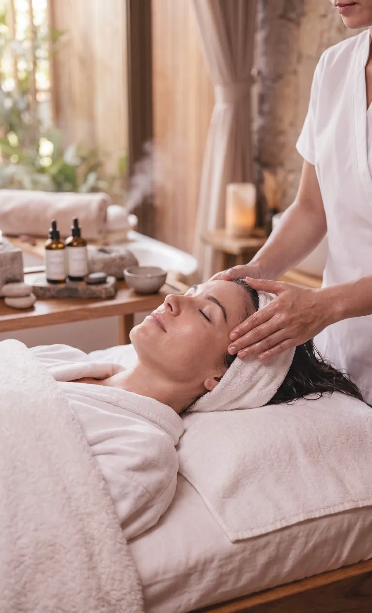 Rituel head spa en cours — soin du cuir chevelu